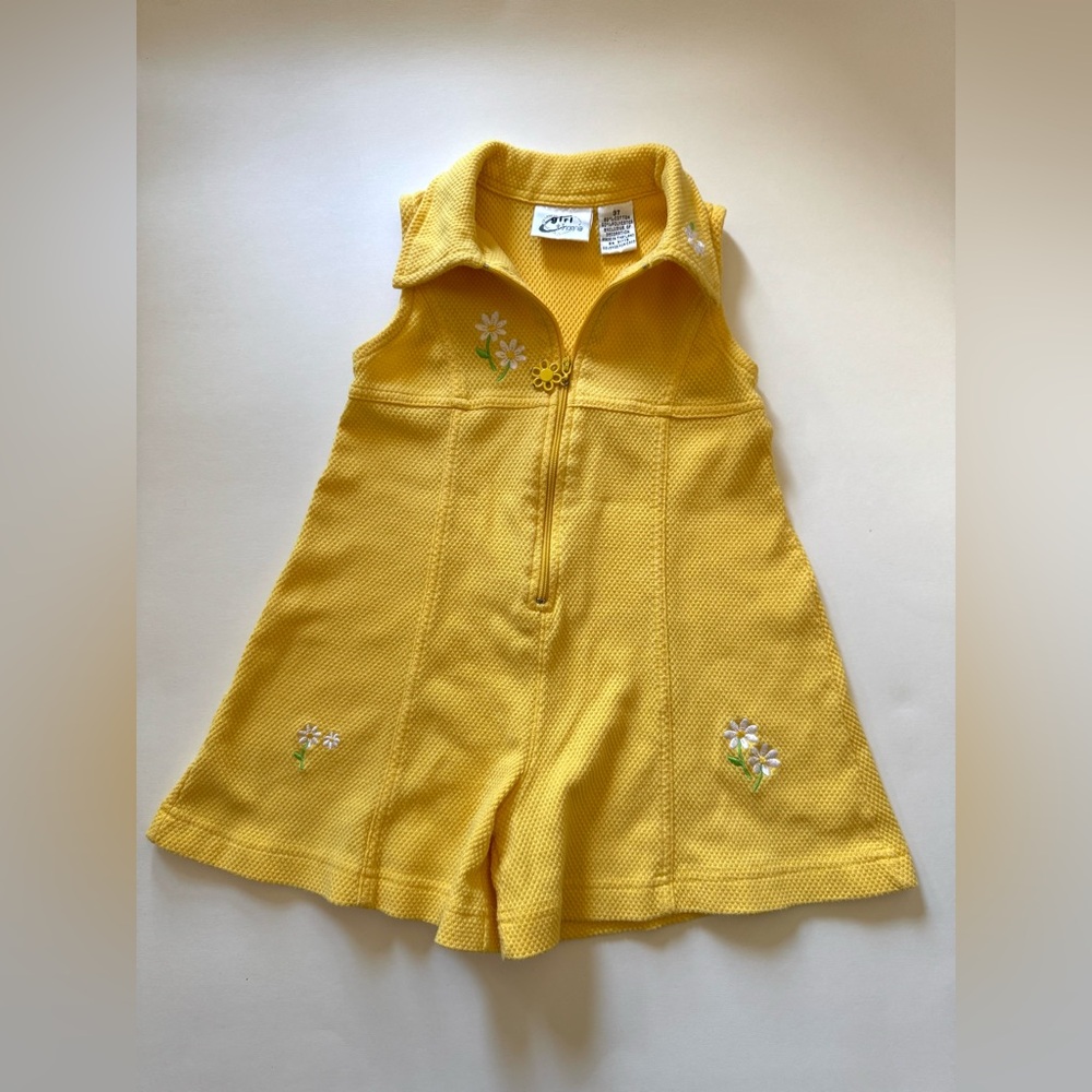 Y2K Toddler Girls Mustard Yellow Romper